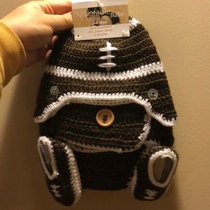 Football Crocheted Hat, Diaper Cover, & Booties